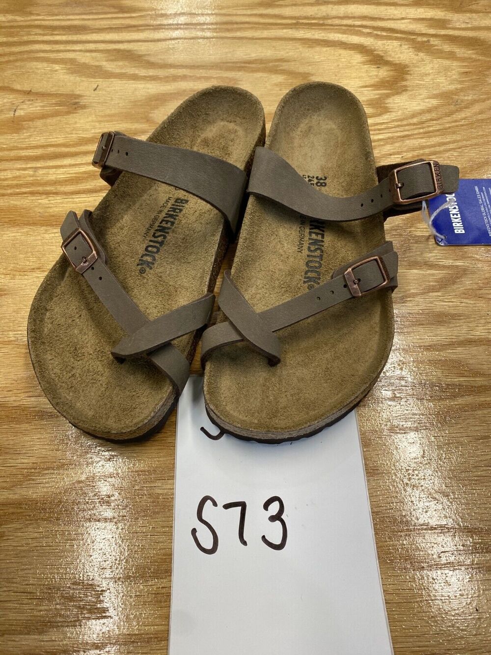 Birkenstock Mayari Thong Sandals Womens 7 Brown Leather Strappy Slip-On Open Toe